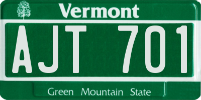 VT license plate AJT701