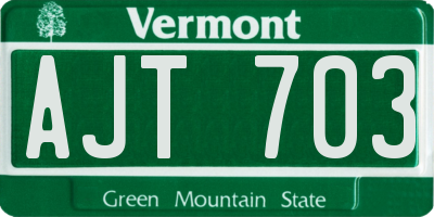 VT license plate AJT703