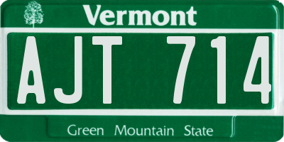 VT license plate AJT714