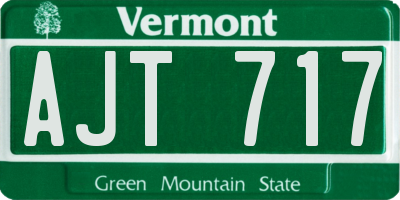 VT license plate AJT717