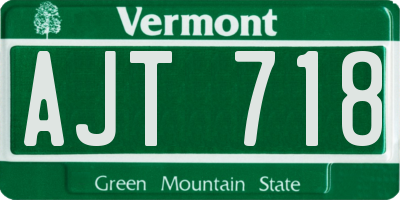 VT license plate AJT718