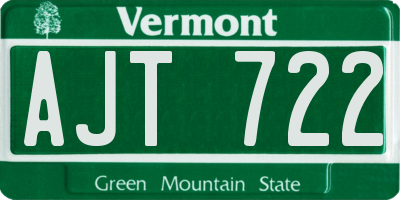 VT license plate AJT722
