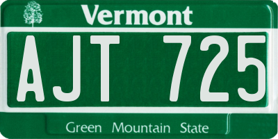 VT license plate AJT725