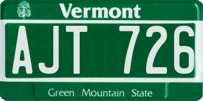 VT license plate AJT726