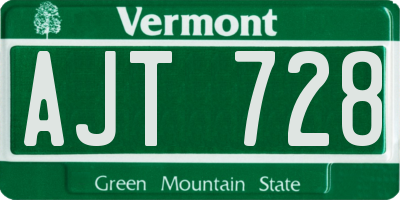 VT license plate AJT728