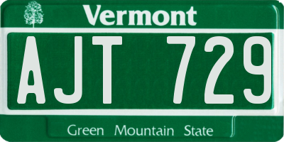 VT license plate AJT729