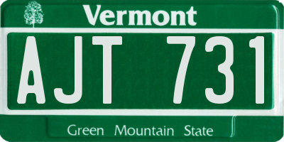 VT license plate AJT731