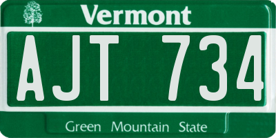 VT license plate AJT734