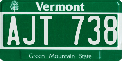 VT license plate AJT738