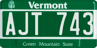 VT license plate AJT743