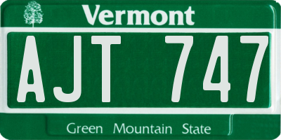 VT license plate AJT747