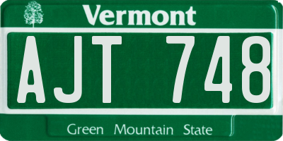 VT license plate AJT748