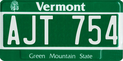 VT license plate AJT754