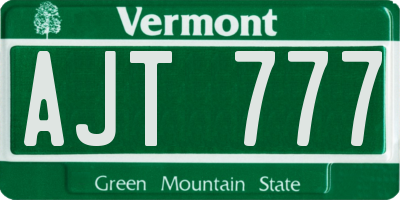 VT license plate AJT777