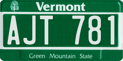 VT license plate AJT781