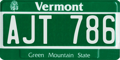 VT license plate AJT786