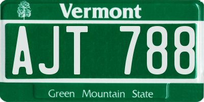 VT license plate AJT788