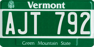 VT license plate AJT792