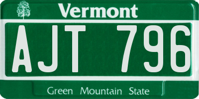 VT license plate AJT796