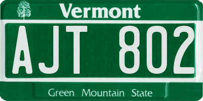 VT license plate AJT802