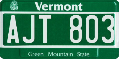 VT license plate AJT803