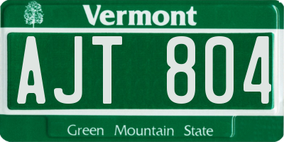 VT license plate AJT804