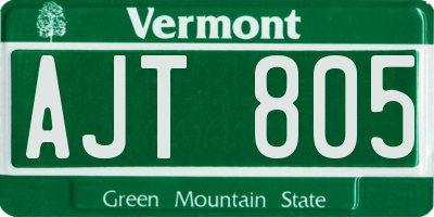 VT license plate AJT805