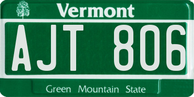VT license plate AJT806