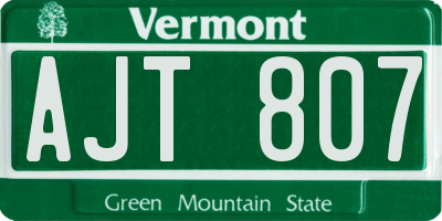 VT license plate AJT807