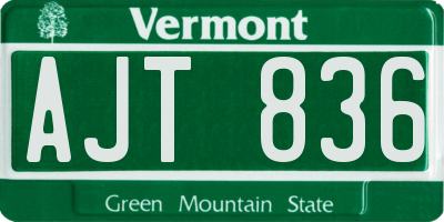 VT license plate AJT836