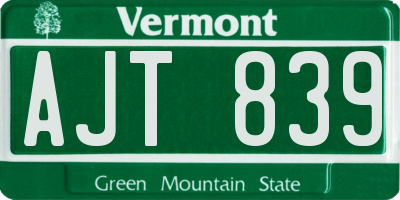 VT license plate AJT839