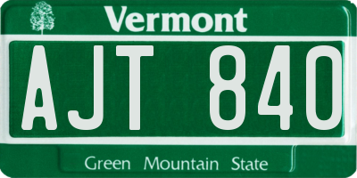 VT license plate AJT840