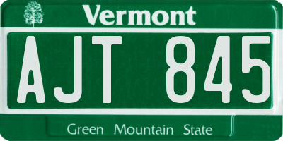 VT license plate AJT845