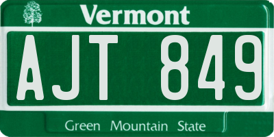VT license plate AJT849