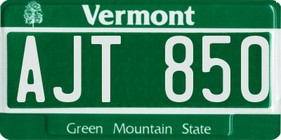 VT license plate AJT850