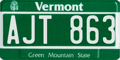 VT license plate AJT863