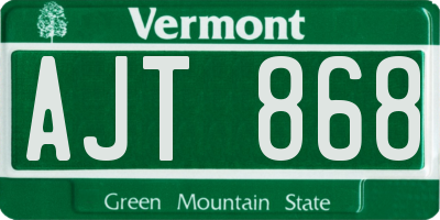 VT license plate AJT868