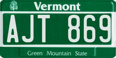 VT license plate AJT869