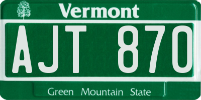 VT license plate AJT870