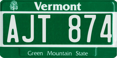 VT license plate AJT874