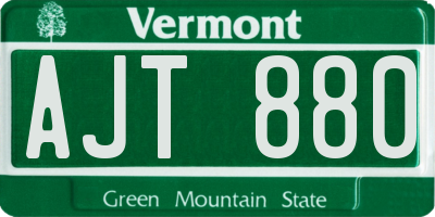 VT license plate AJT880