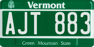 VT license plate AJT883