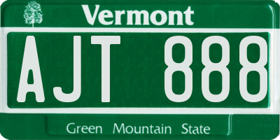 VT license plate AJT888