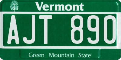 VT license plate AJT890