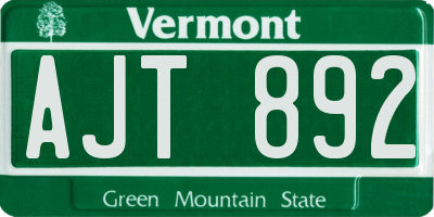 VT license plate AJT892