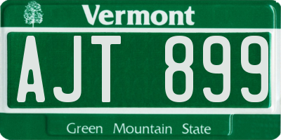 VT license plate AJT899