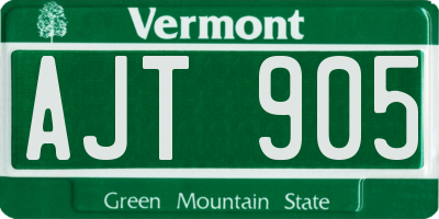 VT license plate AJT905