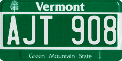 VT license plate AJT908