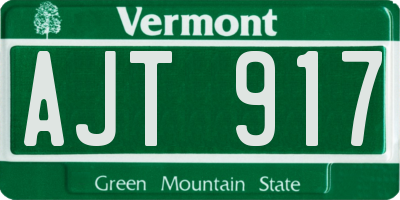 VT license plate AJT917