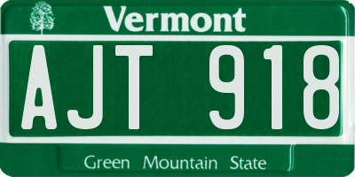 VT license plate AJT918